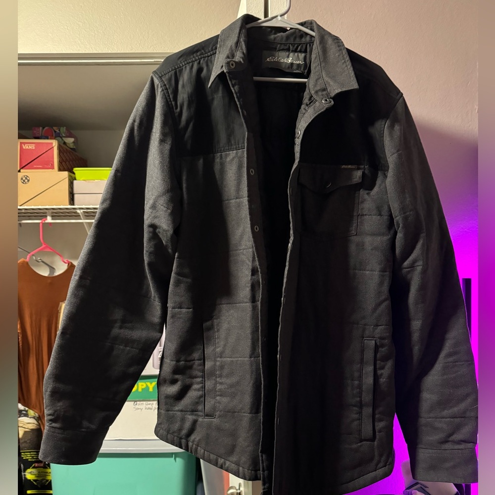 Eddie Bauer Men’s Talk XL Quilted Shirt Jacket - Black